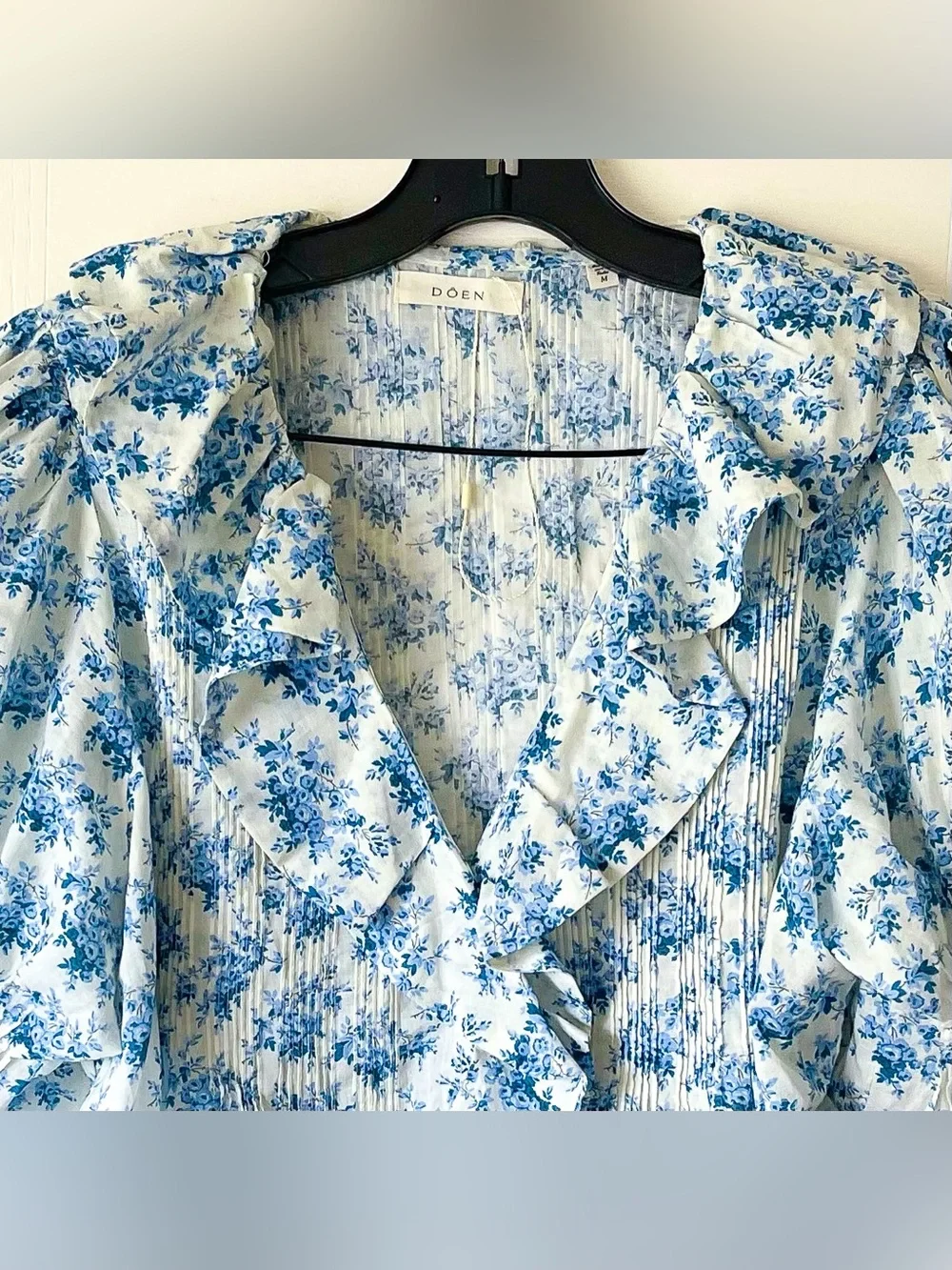 DÔEN Henri Top Bleu Rosier Floral Organic Cotton Medium NWOT